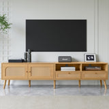 Boho TV Stand for TVs up to 85'' , Modern Farmhouse Media Console, Entertainment Center with Solid N710P222882P