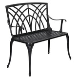 ZNTS 38in Outdoor Orchid Back Aluminum Bench Black 43199570