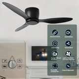 ZNTS 42" Flush Mount Ceiling Fan without light, 3 Reversible Blades, with 6 Speeds Reversible DC 34772423