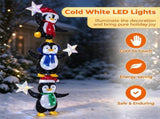 6 FT Pre-Lit Christmas Penguin Trio Decoration, 3 Cute Penguins with Iridescent Stars, Cold White 03911702