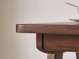 100% Solid Rubber Wood Computer Desk, Retro Walnut Writing Desk with Drawer, Sturdy A-Frame Leg, 01637992