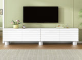 Stylish Thick Wavy Door TV Cabinet with Adjustable Shelves, Cream Style TV Stand with 4 Cabinets for N721P350797K