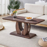 Modern Minimalist Walnut Dark Brown Texture Sticker-Patterned MDF Rectangular Coffee Table. Add a W1512P361009