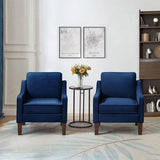 Modern Armchair, Living Room Single Seat Sofa with Wooden Legs, Upholstered Velvet Accent W2186P143465