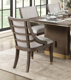 Modern Armchairs Set of 2 Brown Finish with Gold Tipping Upholstered Back Seat Wooden Dining B011P246317