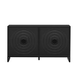 U-Style Storage Cabinet Sideboard Wooden Cabinet with Stunning Water Wave Door Design, Rubberwood N711P205934B