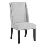 Hirima Modern Elegance Dining Chairs Set of 2 - Light Gray Upholstery with Matte Black Nailhead Trim T2574P248596