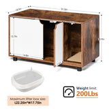 ZNTS Cat Litter Box Enclosure, Hidden Cat Washroom, Kitty End Table, Furniture Style with Double W1687P181870