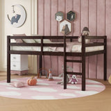 Full Rubber Wood Loft Bed with Ladder,Espresso W504P228818