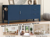 U-Style Modern Wave-Pattern Sideboard with 3 Drawers, Large Storage Buffet Cabinet with Hooks and N711P345172V