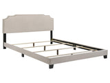 Beige Full Panel Bed with Nailhead Trim B062P153559