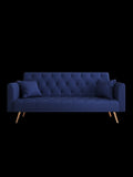 71-inch convertible love seat sofa, American retro blue velvet material, suitable for small living W165880950