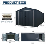 ZNTS Outdoor Storage Shed 20x10 FT, Metal Garden Shed Backyard Utility Tool House Building with 2 Doors W1895P201990