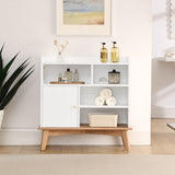 Colorblocking Storage Cabinet with Solid Wood Base & feet, Floor Cabinet for Bedroom Living Room W1801P195703