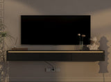 Floating TV Stand,Wall Mounted TV Shelf with Led Lights & Power Outlet,Fluted TV Cabinet for tv W1321P462645