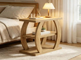 23.6" End Table, 3-Tier Farmhouse Side Table with Geometric Metal Frame, Rustic Accent Table for 64805128
