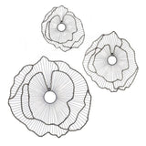 Set of 3 Metal Flowers Wall Decor, Transitional Wall Floral Sculpture for Foyer Porch Hallway W2078130330