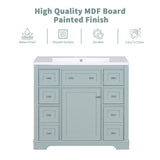 ZNTS 36" Bathroom Vanity without Sink, Cabinet Base Only, One Cabinet and Six Drawers, Green WF306253AAG