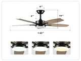42" 5PCS Plywood Blades Ceiling Fan with Lights Remote Control,Quiet DC Motor Ceiling Fans 6 Speed W3596P462053