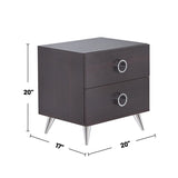2 Drawers MDF Nightstand with Plastic Legs, Espresso B016P253950