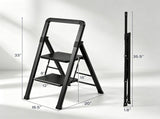 2 Step Folding Step Ladder, 330 lbs Heavy-Duty Metal Step Stool with Reinforced X-Structure, 59994791