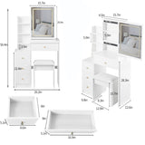 Small Size Left Bedside Cabinet Vanity Table Cushioned Stool, Extra Large Touch Control Sliding W936P172483