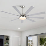 72 in Integrated LED Brushed Nickel Smart Ceiling Fan with Remote Control W1367139017