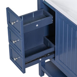 ZNTS 36" Bathroom Vanity with Sink Combo, One Cabinet and Three Drawers, Solid Wood and MDF Board, Blue 36929776