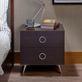2 Drawers MDF Nightstand with Plastic Legs, Espresso B016P253950
