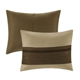 7 PC Pieced Faux Suede Comforter Set Natural Full B03596878