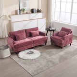 COOLMORE Mid Century Modern chenille Fabric Loveseat sofa, 2-Seat Upholstered Loveseat Sofa Modern W395P151897