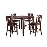 ZNTS 5 Piece Counter Height Dining Set in Dark Brown B01682184