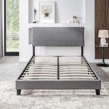 Queen Size Upholstered Platform Bed Frame ,Wood Slat Support, Easy Assembly,Grey W311110547