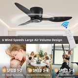 ZNTS 42" Flush Mount Ceiling Fan without light, 3 Reversible Blades, with 6 Speeds Reversible DC 15878211