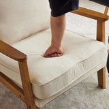 Oak Armrest Oak Upholstered Single Lounge Chair Indoor Lounge Chair Off-White 68954457