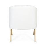 Modern Accent Chair with White Upholstery and Solid Wood Frame, Minimalist Lounge Chair for Living N767P203866W