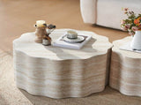 Set of 2 Round Coffee Tables for Living Room, Faux Mars Pattern Modern Minimalist Side Tables Accent W3040P382320