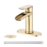 Waterfall Bathroom Faucet Single Handle Bathroom Sink Faucets 1 or 3 Hole Solid Vanity Faucet with W1224P227673