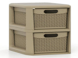 2-Drawer PP Storage Organizer Wicker Style Narrow Cabinet for Home Office 09536706