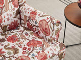 Modern Accent with Retro Wood Legs, Comfy Upholstered Armchair, Floral Design Single Sofa 80427562