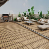 Patio Floor Tiles Pack of 11 WPC Wood-Plastic Composite Patio Deck Tiles DIY Interlocking Decking W206P201283