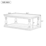 U_STYLE Vintage Coffee Table Featuring Artistic Vase Column Legs and Luxurious Pine Veneer for N711P256967B