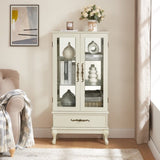 Curio Cabinet Lighted Glass Cabinet Glass Wine Cabinet Curio Display Cabinet with Adjustable Glass W2275P199815