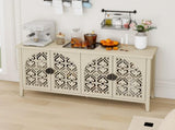 Hollowed-out Cabinet with 4 Doors, American Furniture, Suitable for Bedroom, Living Room, Study W688P238047