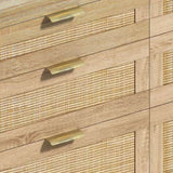 51" Rattan Dresser with Drawers, 6 Drawer Dresser for Bedroom, Clothes Storage Cabinet for Bedroom, W757P209506
