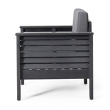 Outdoor Acacia Wood Club Chairs with Cushions, Dark Gray, 27.75"D x 32"W x 27.75"H 70692.00DGRY