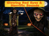 74" Animated Forest Witch Halloween Decoration with Moving Head & Swinging Arms, Dual Mode Control 63609628