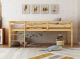 Twin Wood Loft Bed Low Loft Beds with Ladder,Twin,Walnut N708P340482D