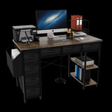 47" Computer Desk With Power Outlet,Writing Desk with 7 Fabric Drawers,Vanity table Drawers and W2887P239383