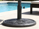 27 lbs. Lotus Design Umbrella Base Outdoor Market Umbrella Stand in Antique Silver 12709519